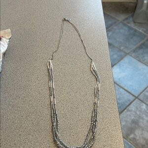 Express Silver and White Multi-Strand Necklace